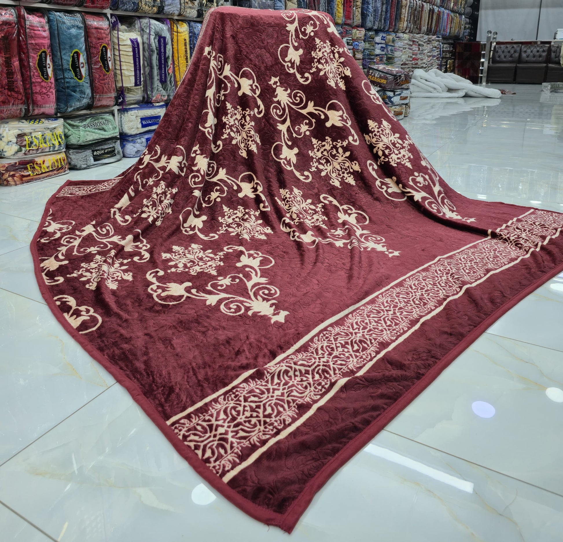 AC Fleece Double Bed Blanket (Available in Different Colors & Designs)