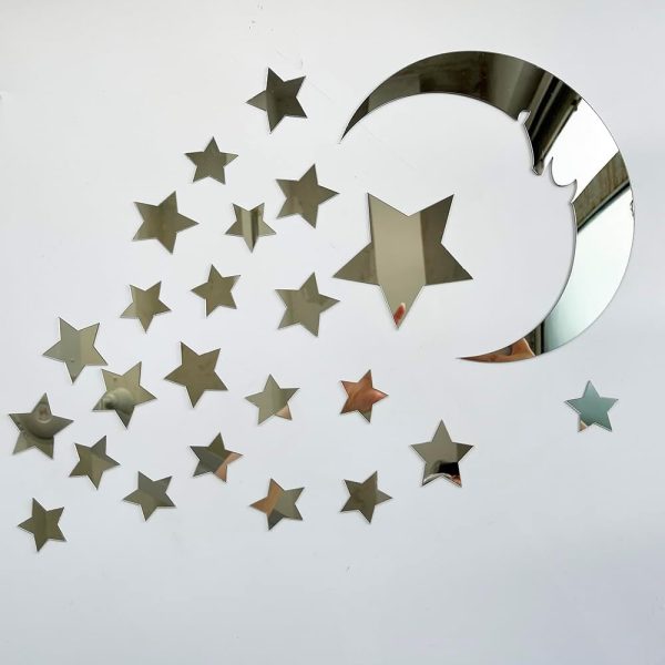 Star & Moon Silver Acrylic Wall Stickers