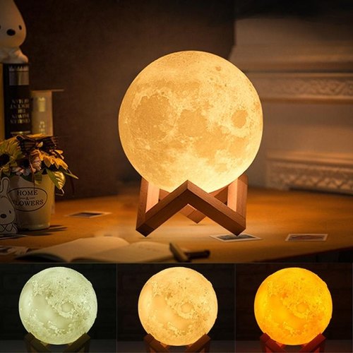High Quality 3D LED Moon Lamp With Stand (Rechargeable)