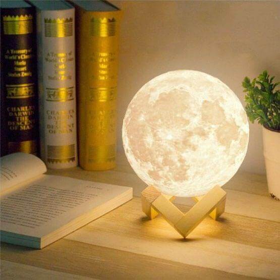 High Quality 3D LED Moon Lamp With Stand (Rechargeable)