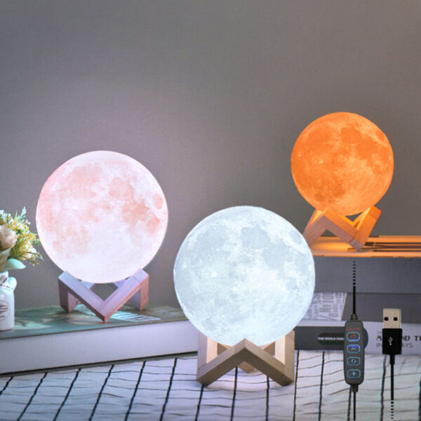 High Quality 3D LED Moon Lamp With Stand (Rechargeable)