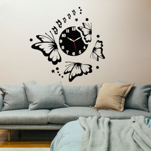 3D Butterfly Wooden Wall Clock