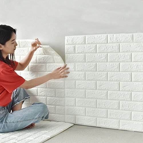 3D Wall Stickers Faux White Brick | Bedroom Home Decor Waterproof Self Adhesive Living Room Wallpaper