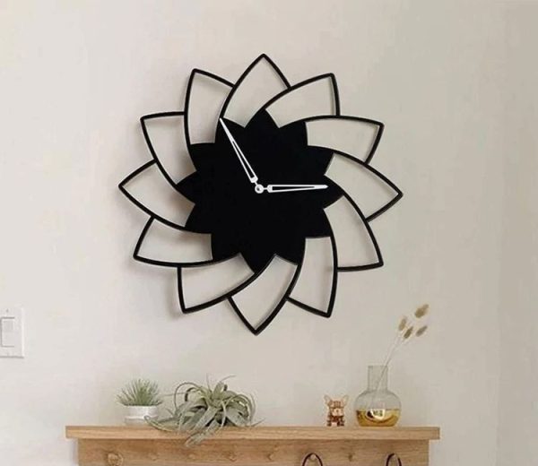 3D Wooden Floral Wall Clock