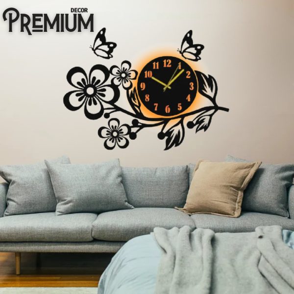 3D Wooden Flower Wall Clock Wall Decor For Home Wall Decoration Attractive Wooden Wall Art