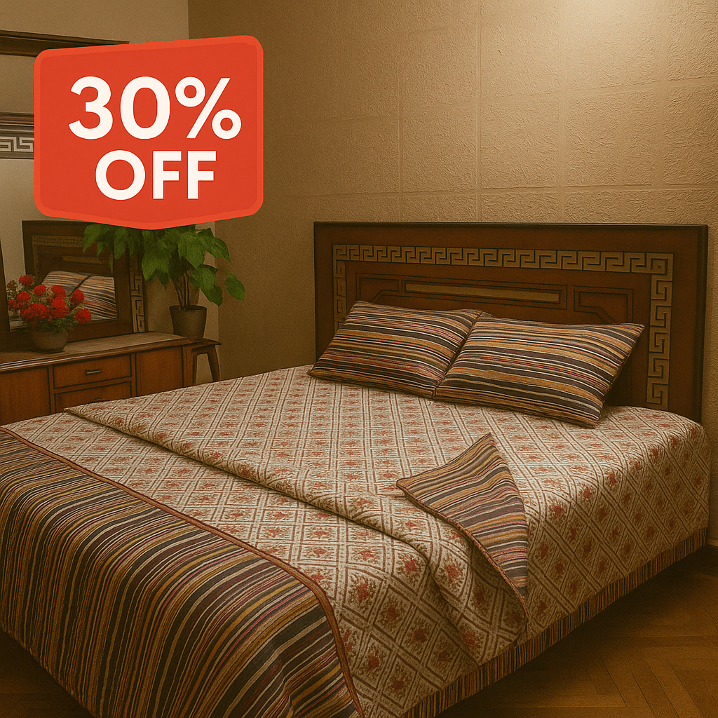 Premium Quality Cotton Comforter Set 6 Piece (100% Color & Fabric Guaranteed)