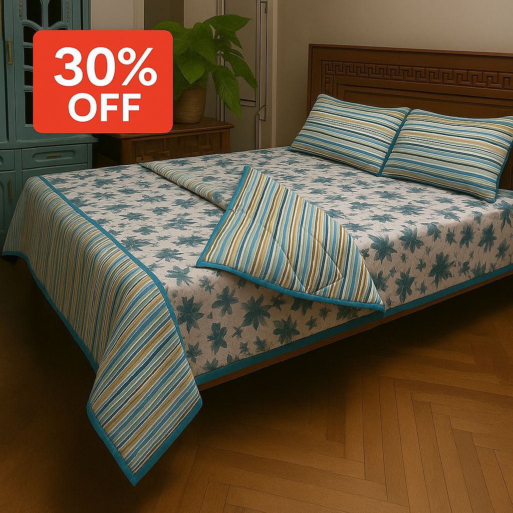 Premium Quality Cotton Comforter Set 6 Piece (100% Color & Fabric Guaranteed)