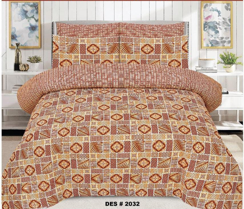 Premium Quality Cotton Bedsheet 3 Pcs (100% Color & Fabric Guaranteed)