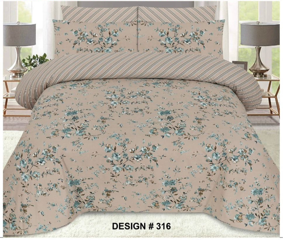 Premium Quality Cotton Bedsheet 3 Pcs (100% Color & Fabric Guaranteed)