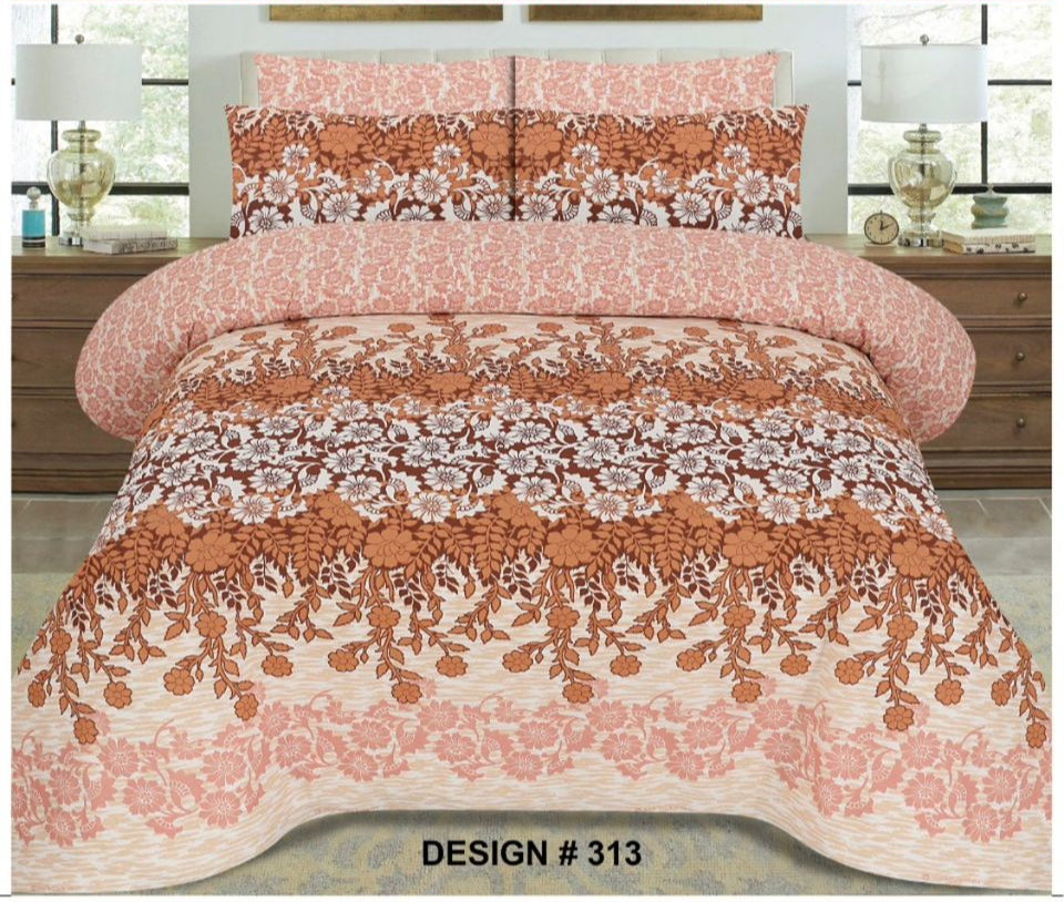 Premium Quality Cotton Bedsheet 3 Pcs (100% Color & Fabric Guaranteed)