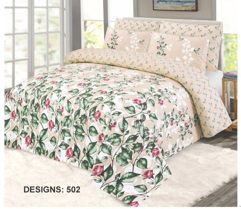 Premium Quality Cotton Bedsheet 3 Pcs (100% Color & Fabric Guaranteed)