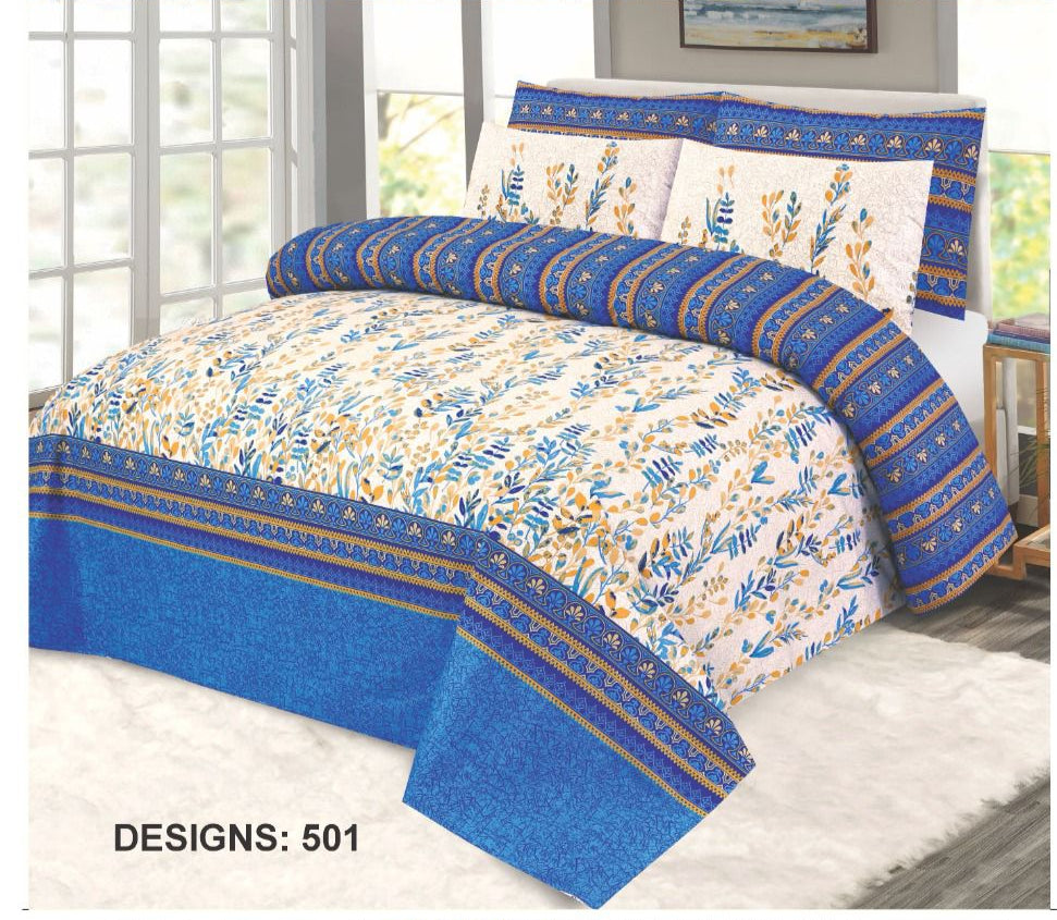 Premium Quality Cotton Bedsheet 3 Pcs (100% Color & Fabric Guaranteed)
