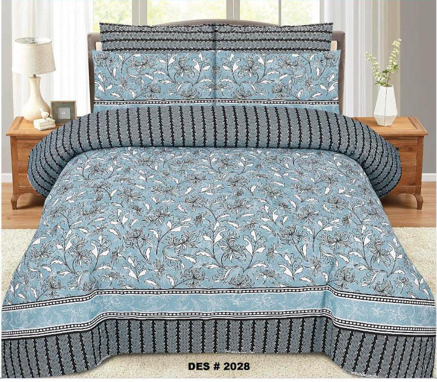 Premium Quality Cotton Comforter Set 6 Pcs (100% Color & Fabric Guaranteed)