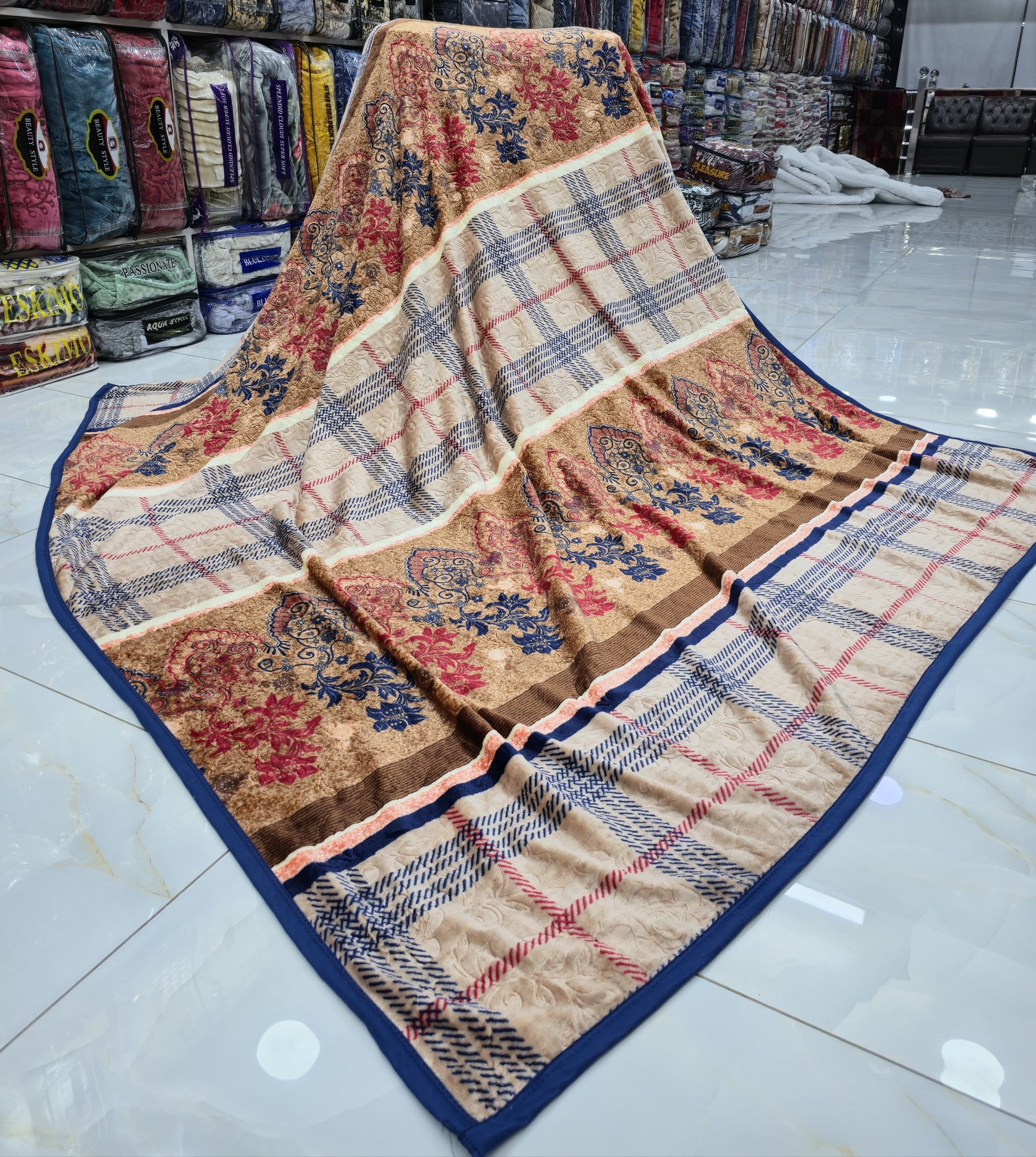 AC Fleece Double Bed Blanket (Available in Different Colors & Designs)