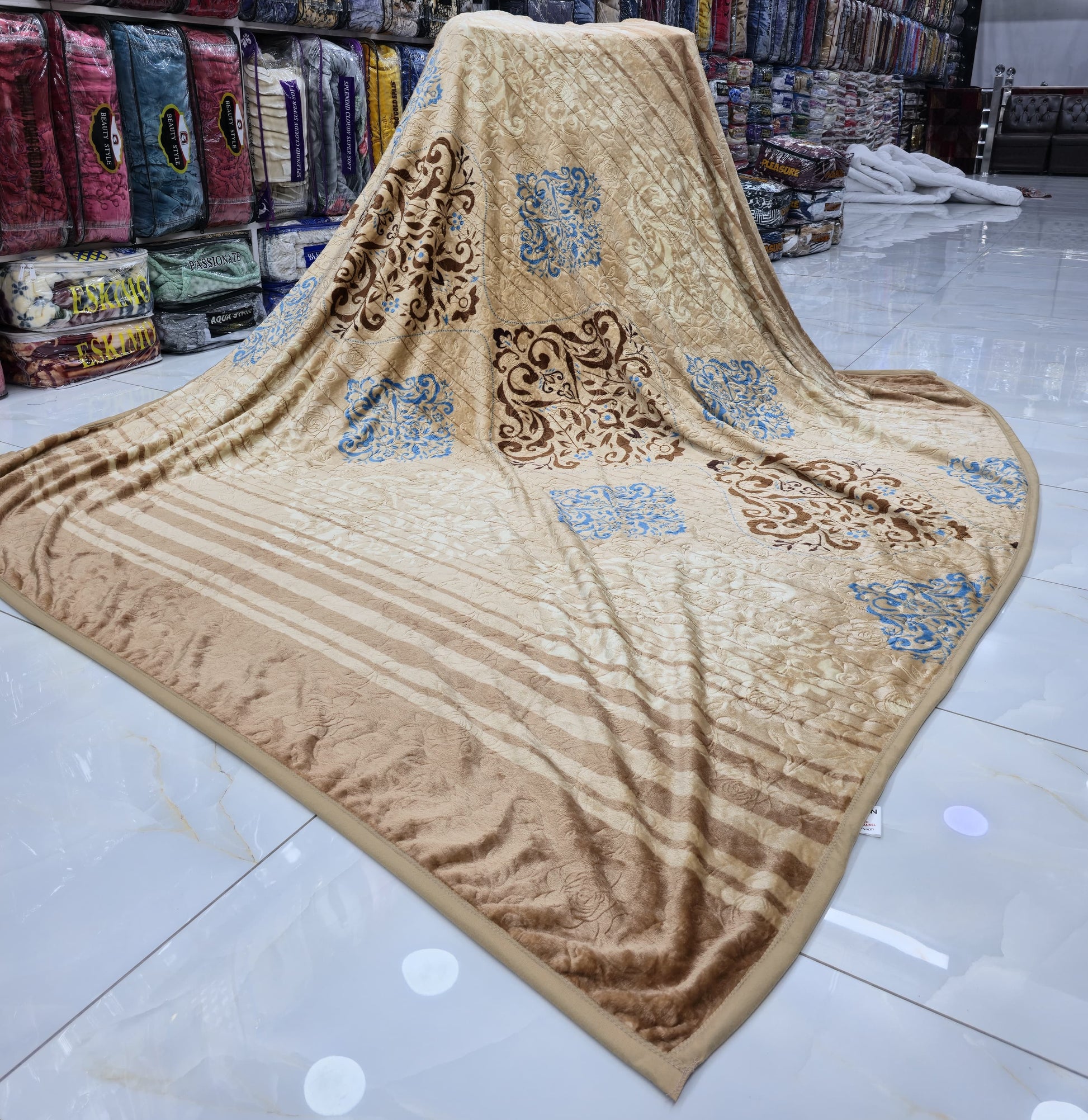 AC Fleece Double Bed Blanket (Available in Different Colors & Designs)