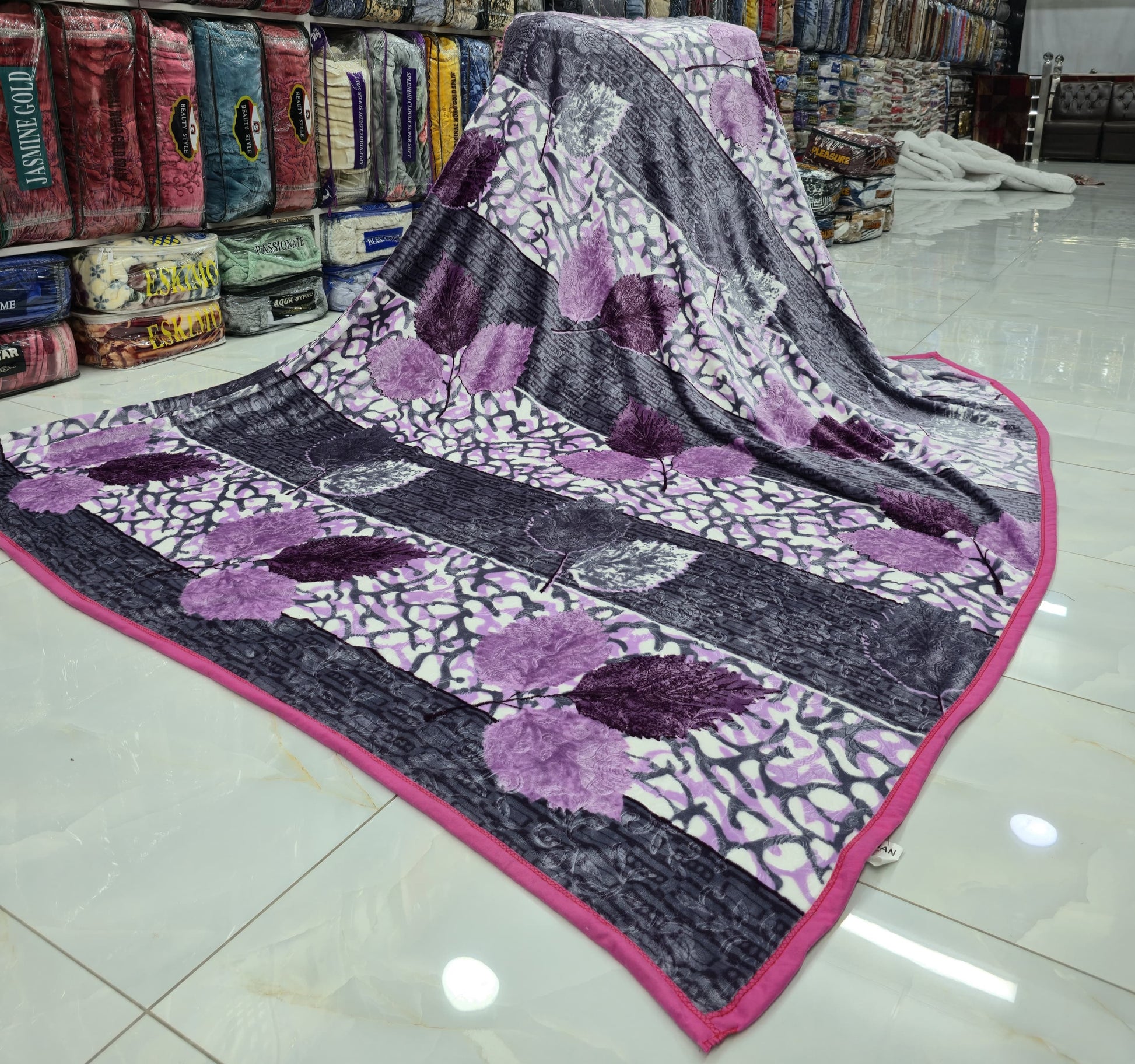 AC Fleece Double Bed Blanket (Available in Different Colors & Designs)