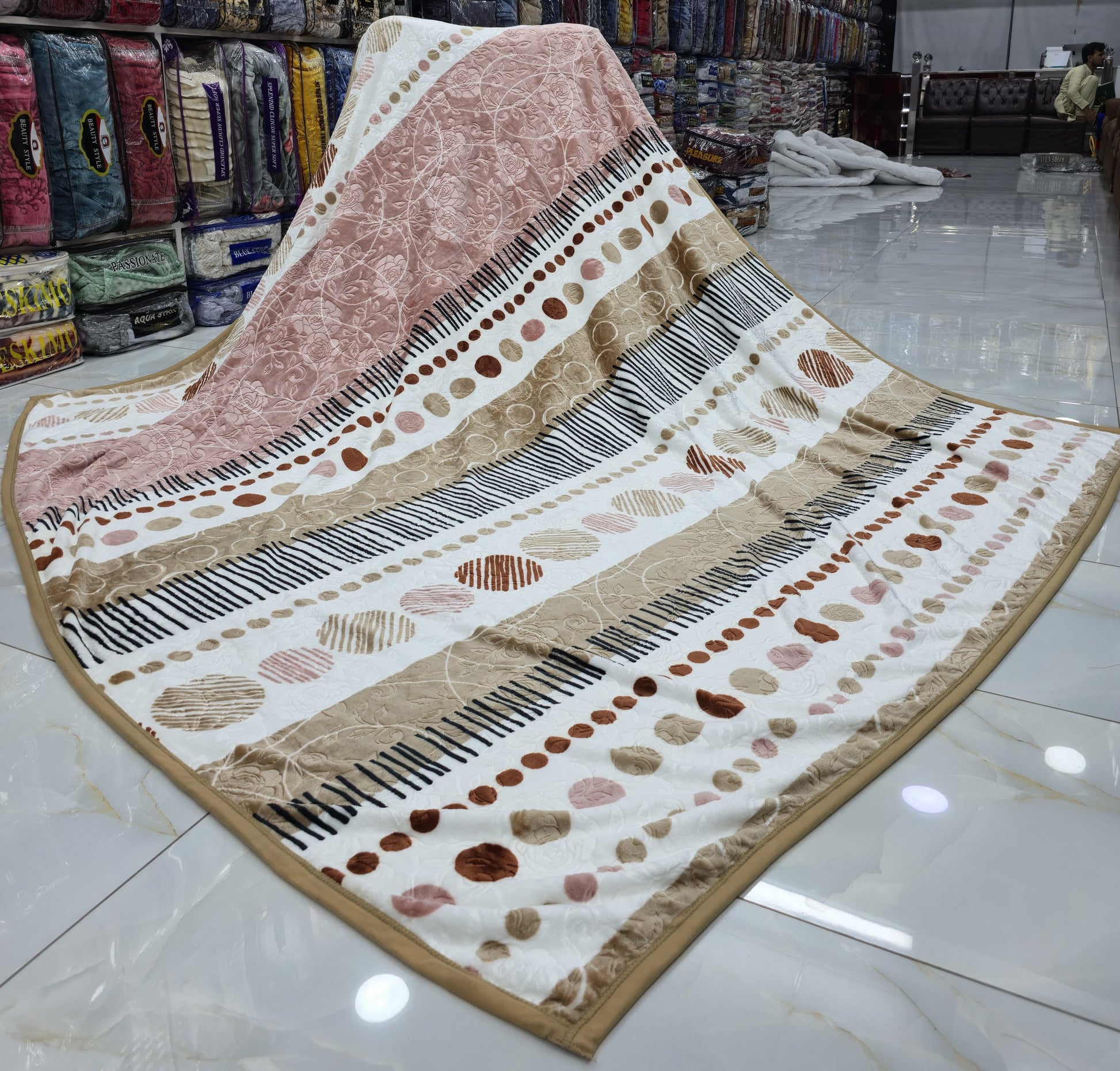 AC Fleece Double Bed Blanket (Available in Different Colors & Designs)