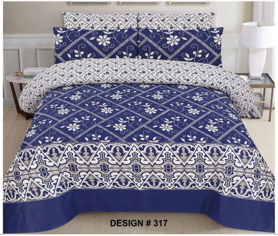 Premium Quality Cotton Bedsheet 3 Pcs (100% Color & Fabric Guaranteed)