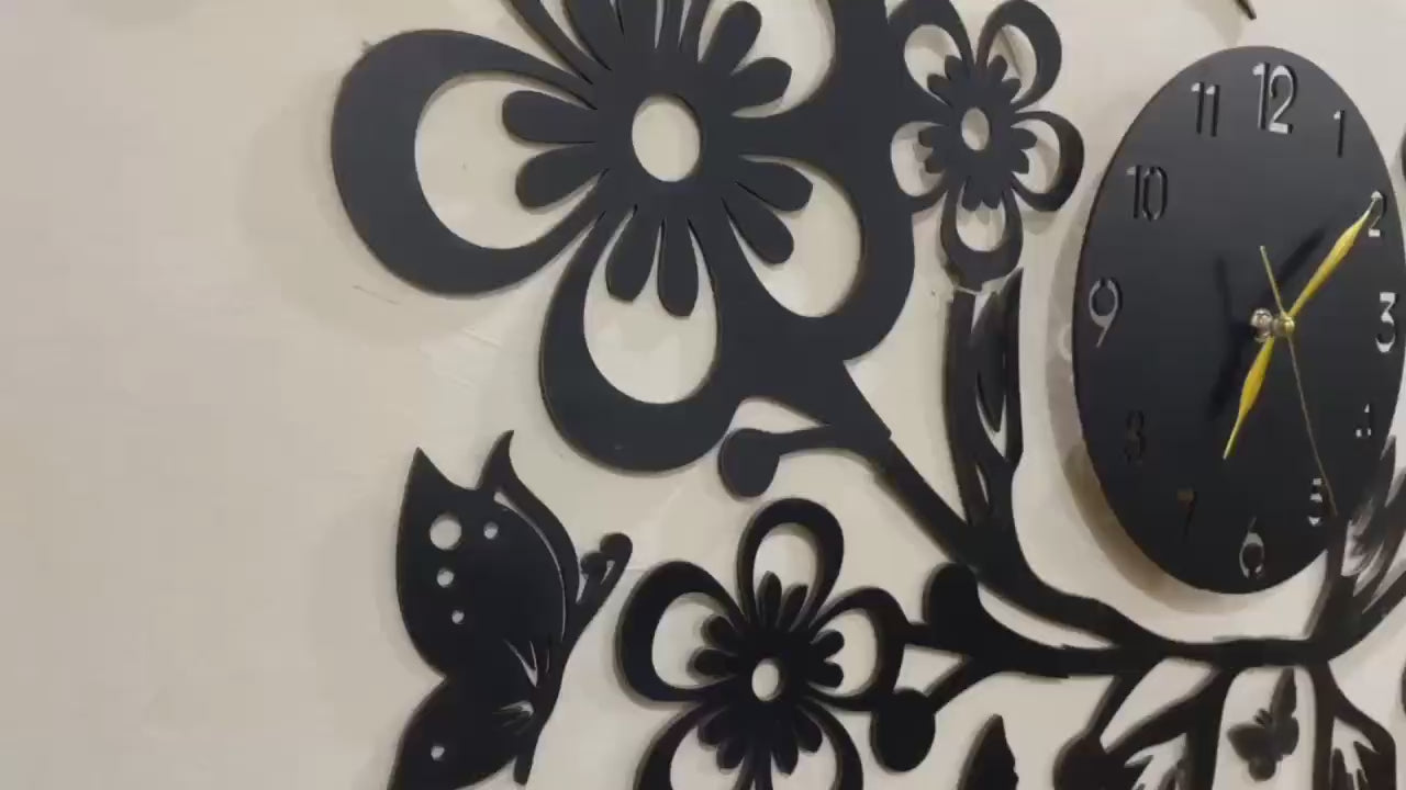 3D Wooden Flower Wall Clock Wall Decor For Home Wall Decoration Attractive Wooden Wall Art